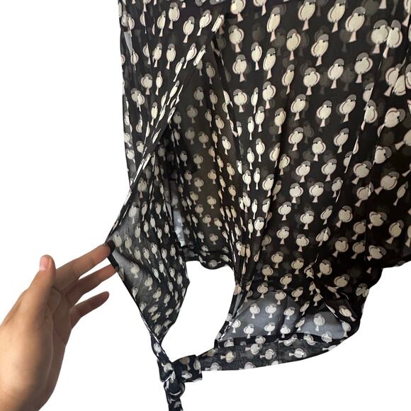 Anthro meadow rue cold shoulder sheer blouse with bird print size M - Picture 3 of 7